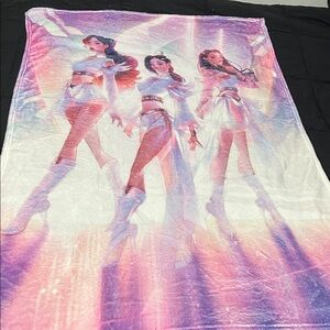 Vibrant Pink and White Blanket with Animated Characters